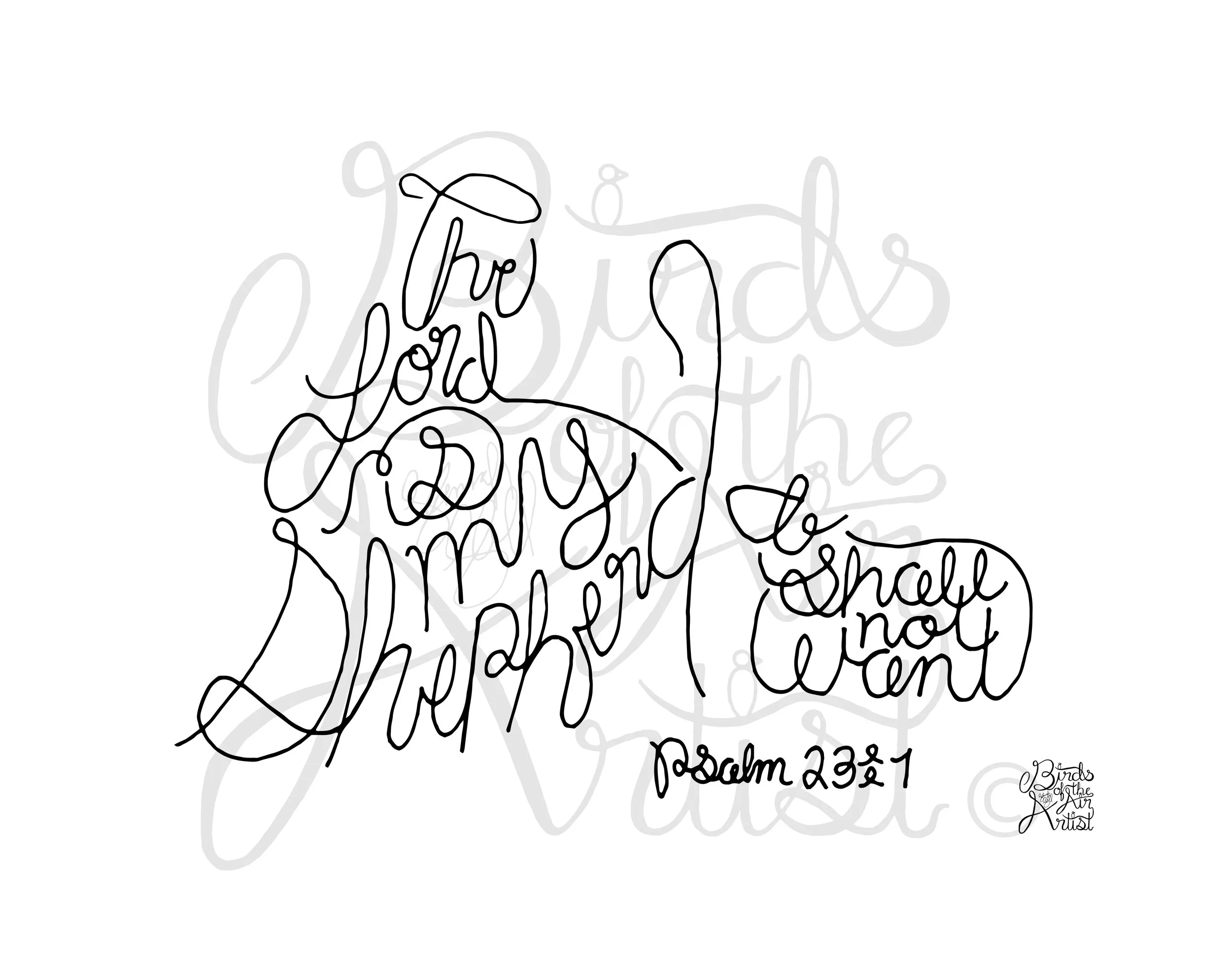 Psalm 23:1 Good Shepherd Scripture Art Print | Birds of the Air